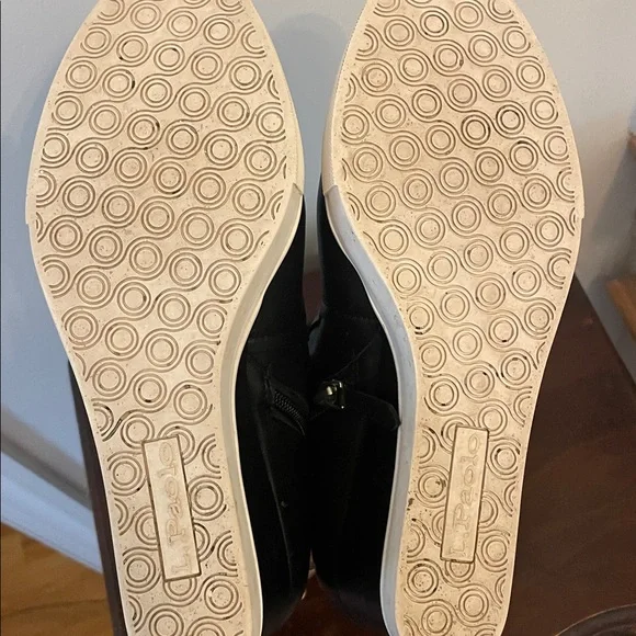 L. Paola Black Leather Wedge Ankle Boots - Picture 9 of 9